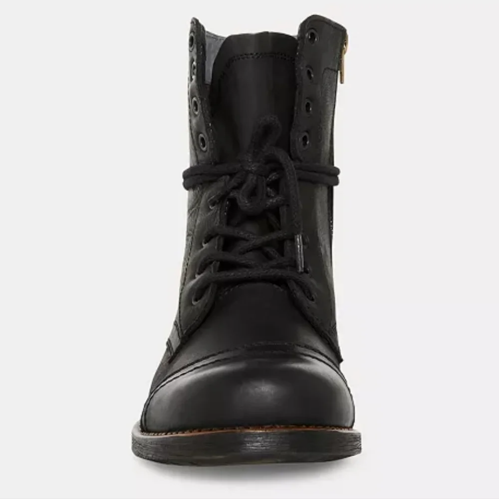 New w/o Box Steve Madden Troopah-C Genuine Leather Men's Lace-Up Zip Moto Boots